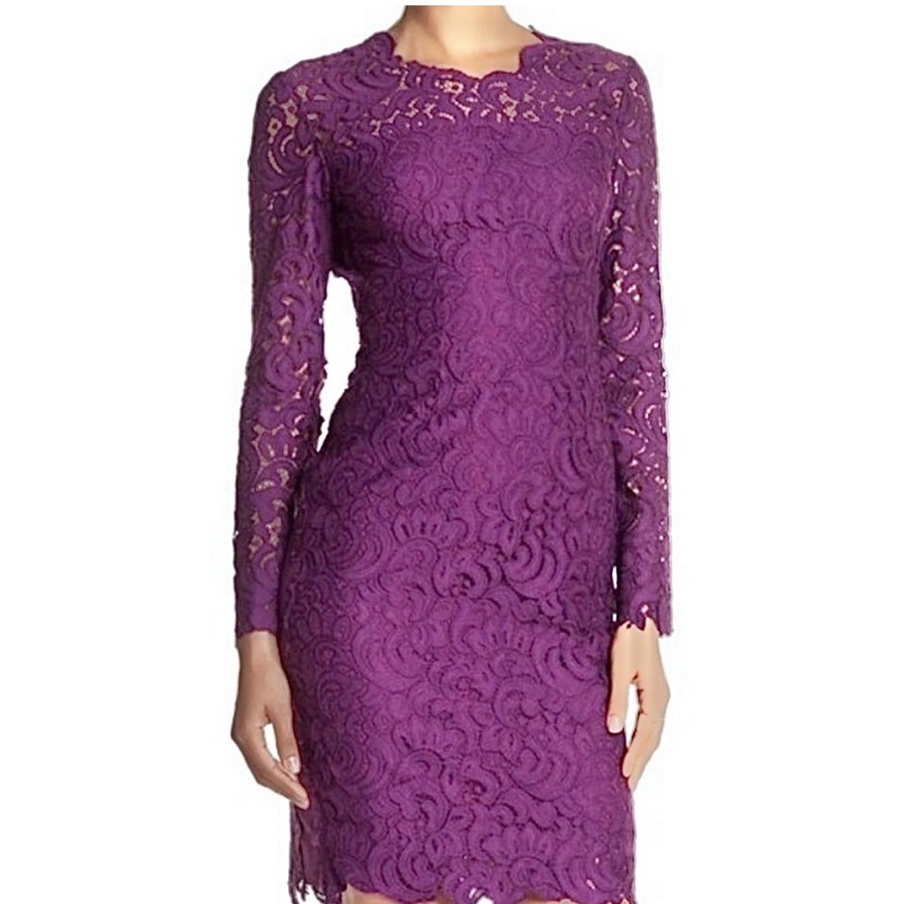 Elie Tahari Bellamy Crochet Lace Long Sleeve Cocktail Dress